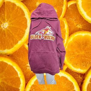 Old Varsity Brand Golden Wolves Maroon Pullover Hoodie College Sports Sweatshirt